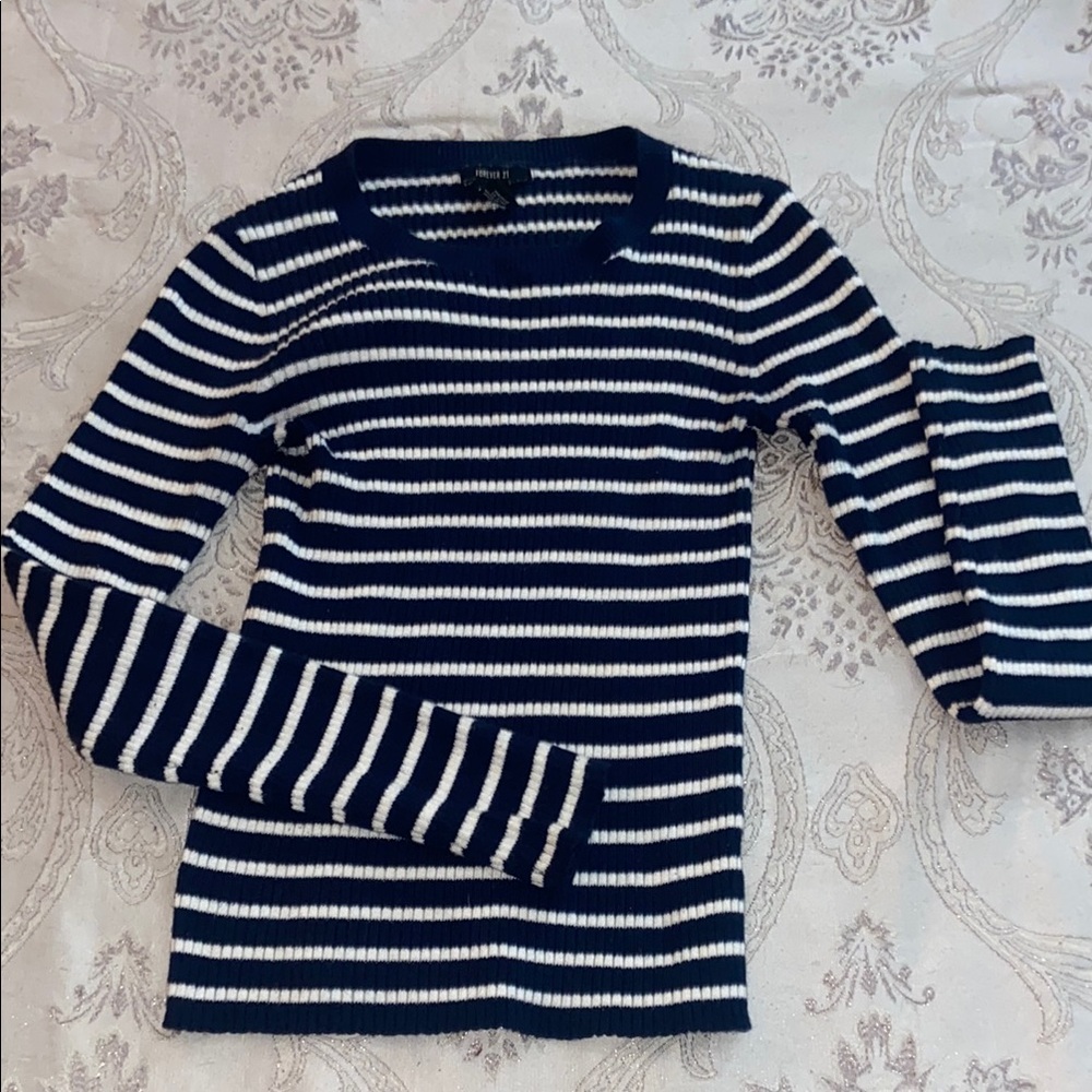 Navy and White Striped Sweater